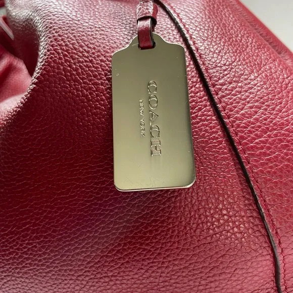 Coach Edie Pebbled Leather (33547) Shoulder Bag in Red with Dust Bag